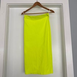 Aritzia Babaton Sculpt Neon Yellow Ribbed Tube Skirt Size M